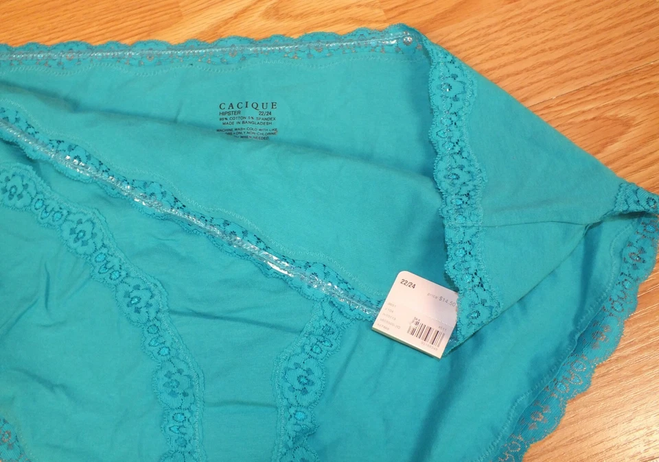 Bragas hipster para mujer Cacique Lane Bryant verde azulado/rosa cerezas talla 22/24 Foto 3 de 4