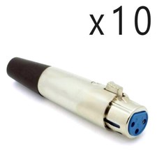10 Pack - 3Pin XLR Female Audio Cable Connector Plug Solder Snake Mic Microphone