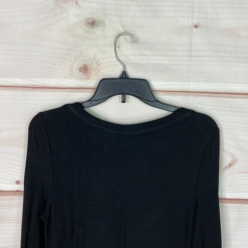 Kensie Dress Womens M Black Scoop Neck Asymmetrical Hem T-Shirt Knit Long Sleeve - Picture 8 of 8