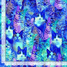 Bijoux Packed Metallic Royal Cats Fabric Cotton Timeless Treasures CD2241 Yard