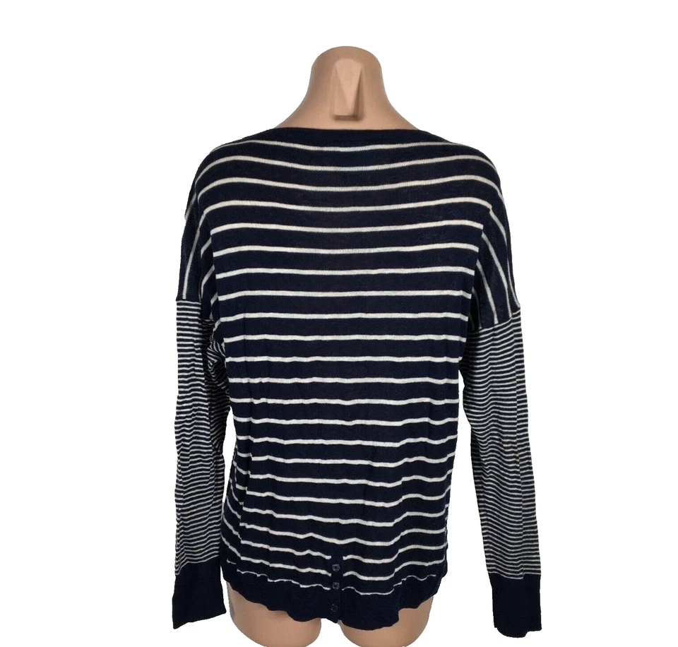 Suéter C&C California L Rayas Top Nylon Lana Cachemira Top Azul Blanco Slouchy Foto 2 de 4