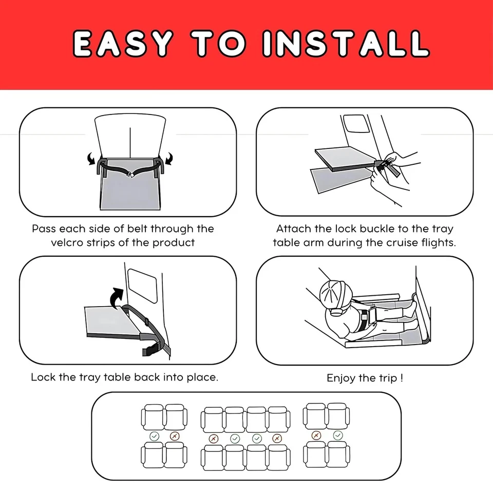 Cama de avión de viaje para niños pequeños - Cojín extensor de asiento inflable para dormir Foto 2 de 4