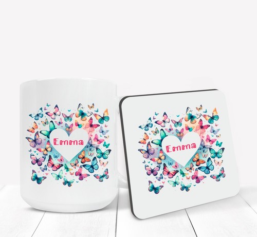 Personalised Birthday Butterfly Gift Birthday Present Mug, Coaster or Gift Set - Picture 4 of 6