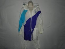 Vtg REEBOK 80s Full Track Suit Jumpsuit Sz Small Pants Jacket white blue