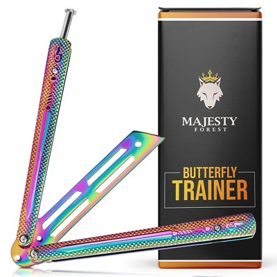Majesty Forest® Butterfly Trainer Rainbow R2 | Edelstahl Balisong Übungsmesser