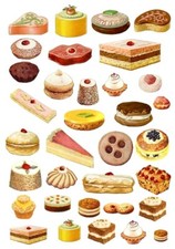 Ausschneidebogen-Bastelpapier-Scrapbooking-A4-250g-Kuchen-Torte-Gebäck-16023