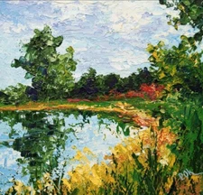 Oil Painting Impasto Nature Original Landscape Art Palette knife hand painted