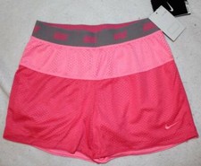 NWT Nike Girl's Dri Fit Pink Mesh Reversible Training Shorts Sz M Medium