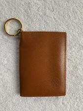 Buxton Keyring Card Wallet Womens I.D. Window Genuine Leather Embossed Logo Tan