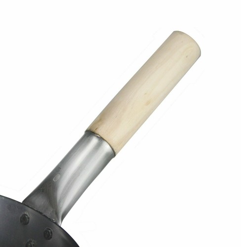 Kohlenstoffstahl Wok tief chinesisch asiatisch kochen Holzgriff umrühren Bratpfanne flacher Sockel - Bild 4 von 6