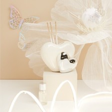 CLARALUNA* 2025 DIFFUSORE DOPPIO CUORE BIANCO ARGENTO 11X5.5X9 25132