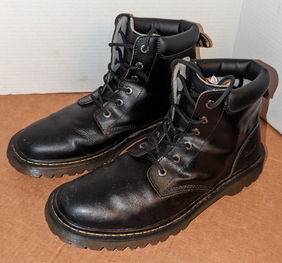 Dr. Doc Martens Awley AirWair Black Leather Combat Boots Men's