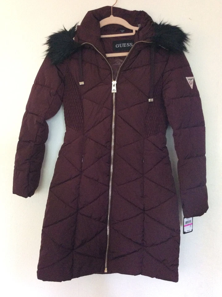 Guess Remove-able Hood Red Coat Size US XXS UK 6 Padded Winter RRP $250 C122 - Image 2 of 4