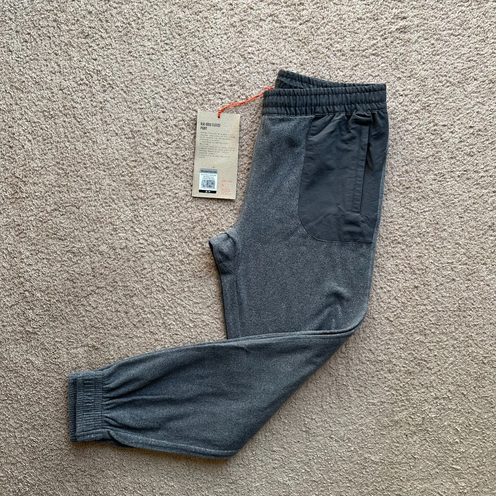 Felpa Merrell donna piccola (32x29) vita media nuova con etichetta grigio pile tasche Kai Dou