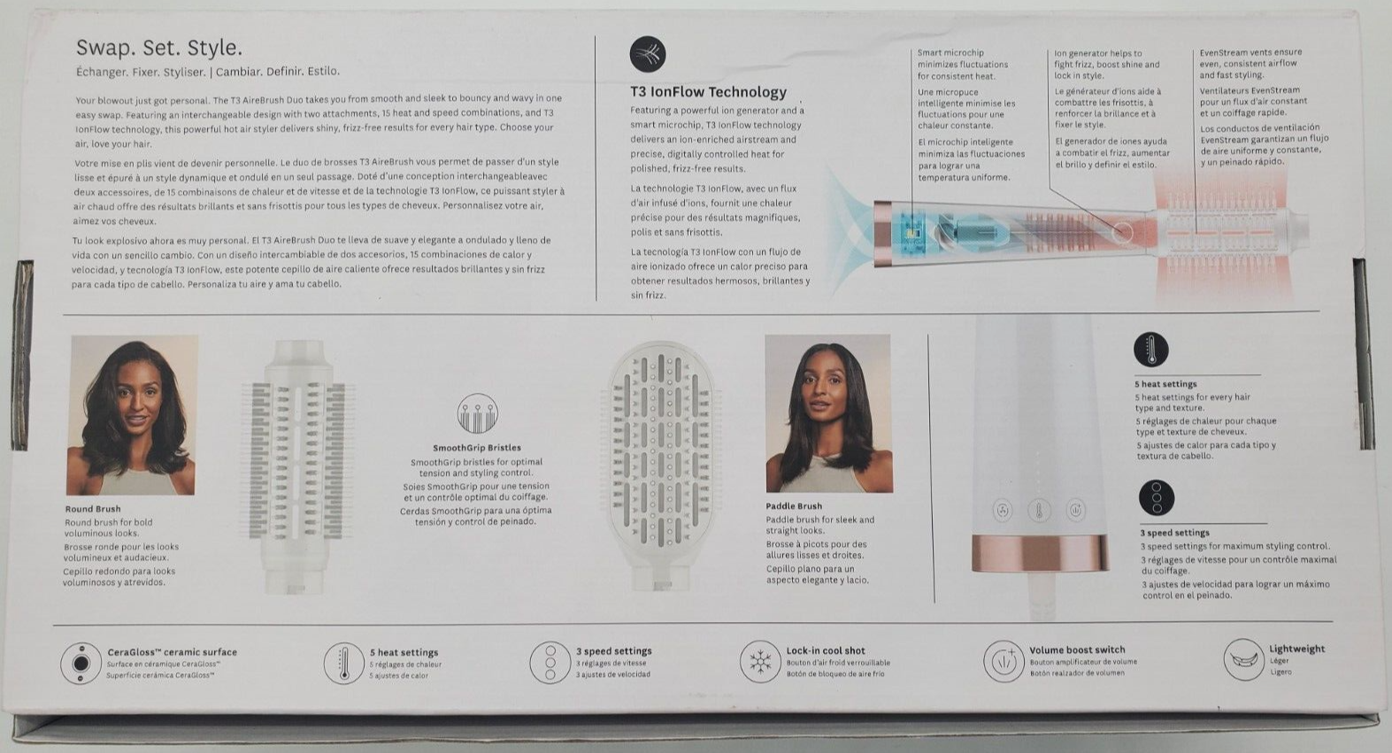 T3 AireBrush Duo Interchangeable Hot Air Blow Dry Brush White / 76650 883349002689 eBay