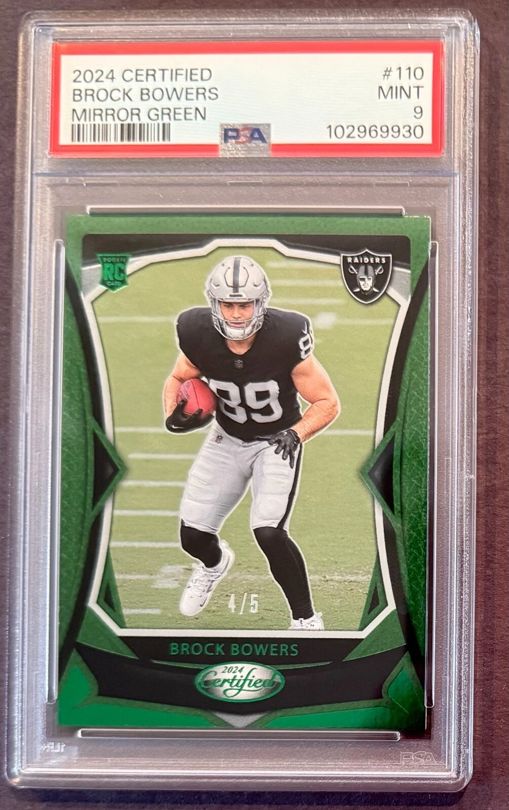 Brock Bowers Panini Certified #110 Mirror Green