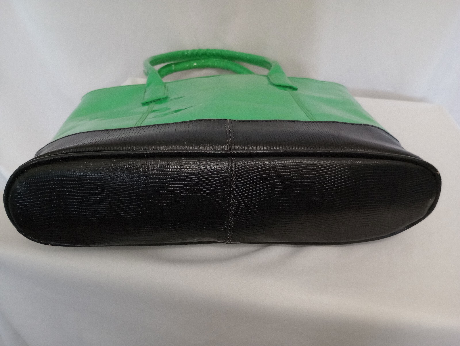 Used Amerileather Lime Black Leather Tote 14"x11"… - image 7