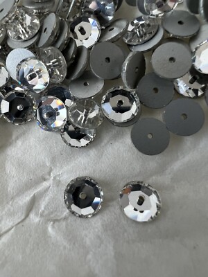 7MM VINTAGE AUSTRIAN  GLASS LOCH ROSES CRYSTAL SLIVER FOILED CENT HOLE 144 PCS
