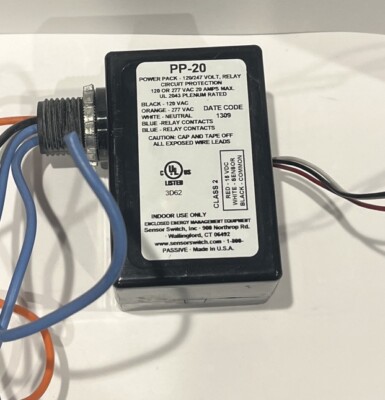 Sensor Switch Contractor Select Power Relay 120/277v AC Class 2 20 Amp PP20