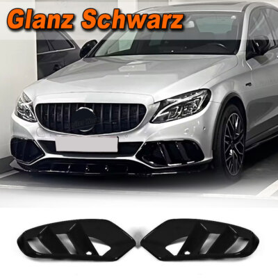 Für Mercedes W205 C250 Glanz Schwarz Front Lufteinlässe Entlüftung Gril Air Vent