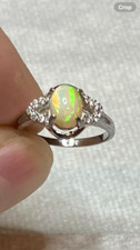  136B- 1.0ct Genuine Ethiopian Welo Opal set in a Size 6 Sterling Silver Ring