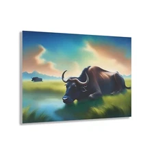 Water Buffalo Wildlife Wild Animal Africa AI Generated Wall Art Acrylic Print