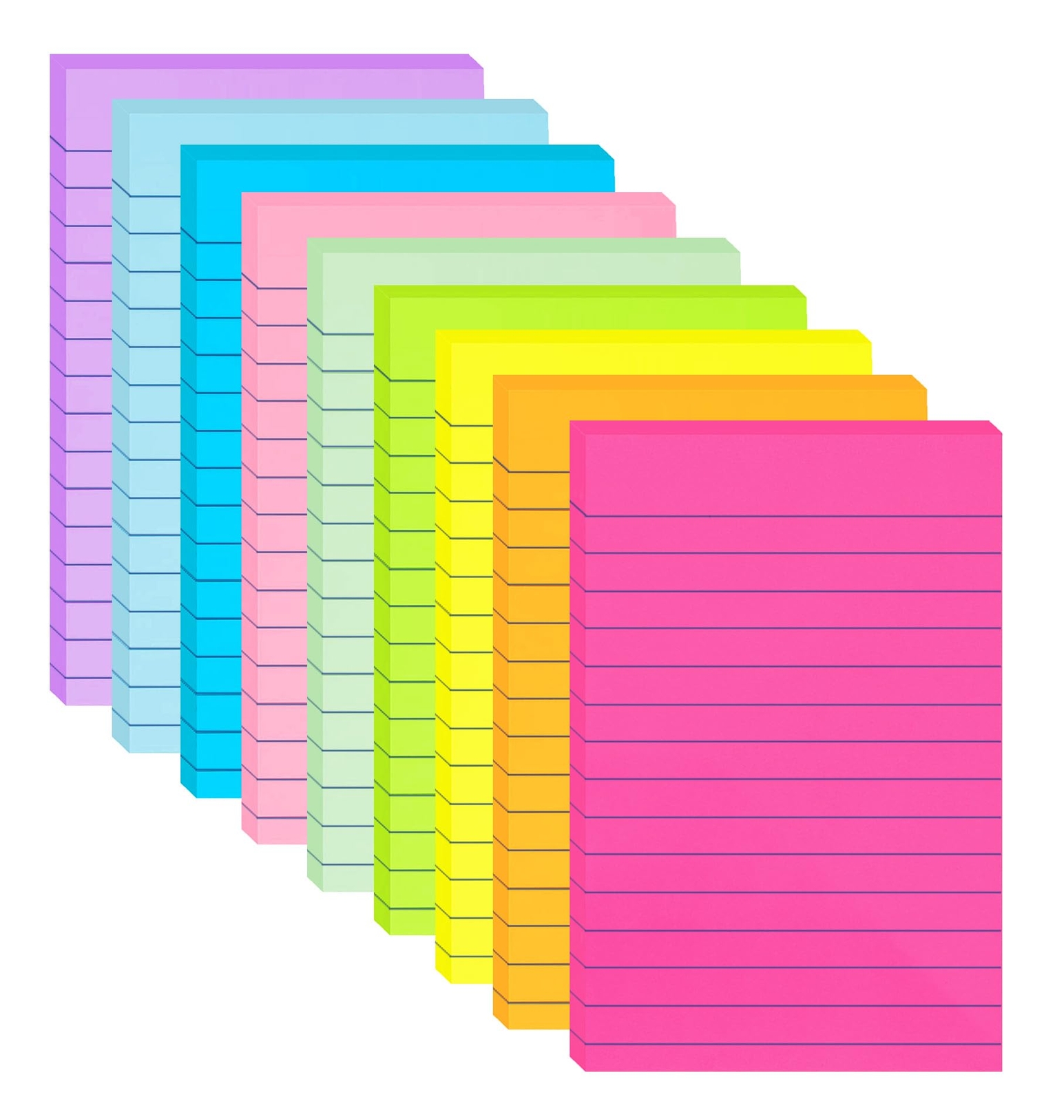 Lined Sticky Notes 4x6 in 9 Colors 35 Sheets/Pad Super Sticking Power 9 Pack-image
