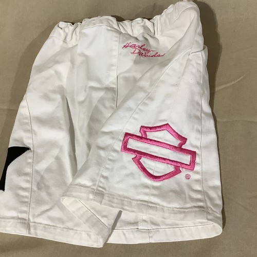 Harley-Davidson Youth White Skirt Girl Size 6 Pink Logo Pockets Adjustable Waist - Picture 5 of 11
