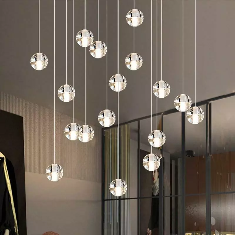 Glass Kitchen Pendant Light Bar Chandelier Light Modern Crystal Ceiling Lights