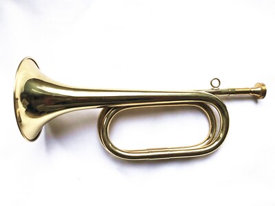 Funion Yellow Brass Bugle With Mouthpiece Old School Orchestra Band Bugle Gold