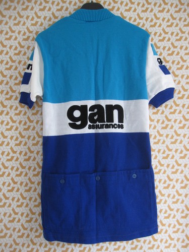 Maillot Cycliste vintage Gan Assurances Tricots du rocher 70'S jersey - 3 / M - Foto 2 di 5