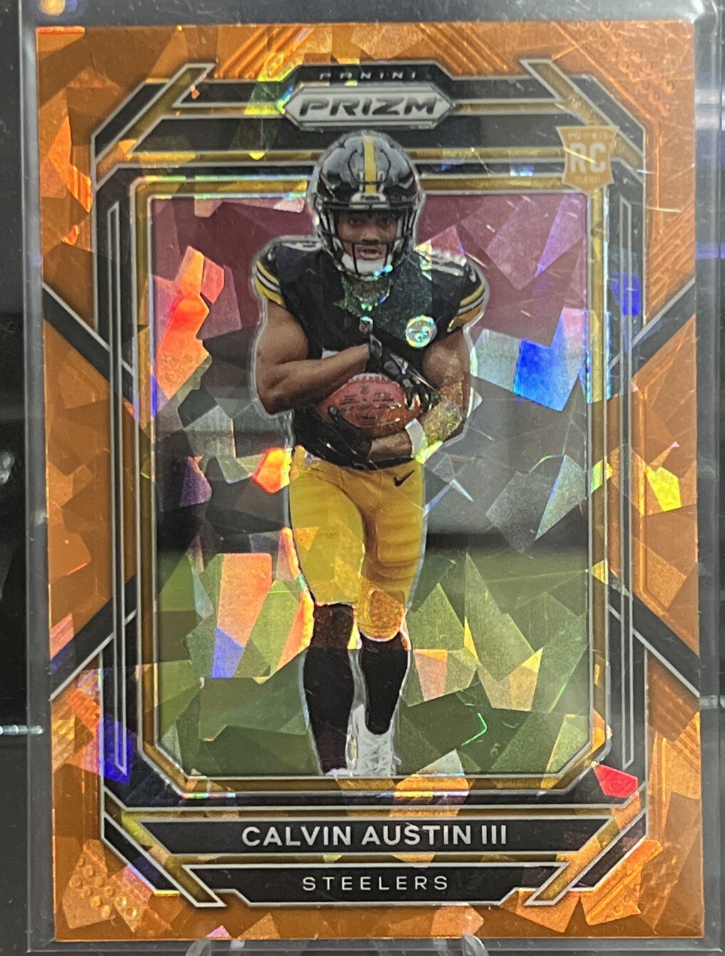2022 Prizm Calvin Austin III Orange Cracked Ice RC #338 Pittsburgh Steelers