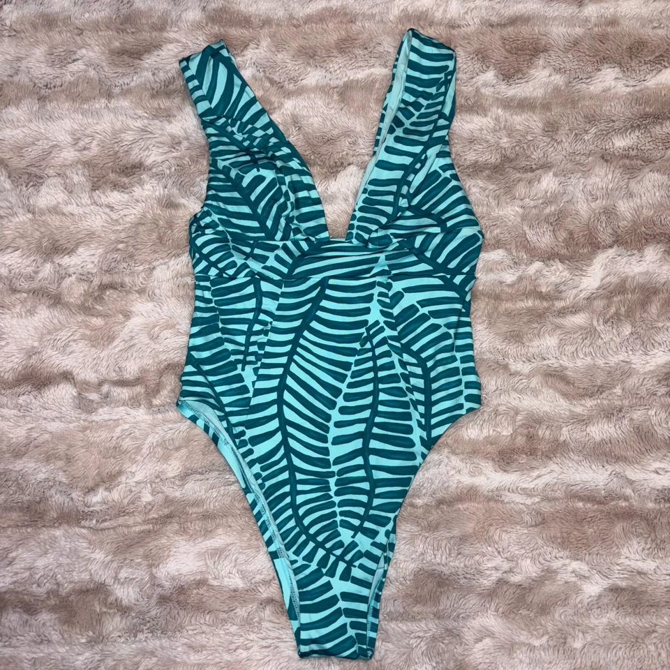 Купальник цельный женский XS Vitamin A Plunge полное покрытие нефритовый принт размер XS - Изображение 3 из 4