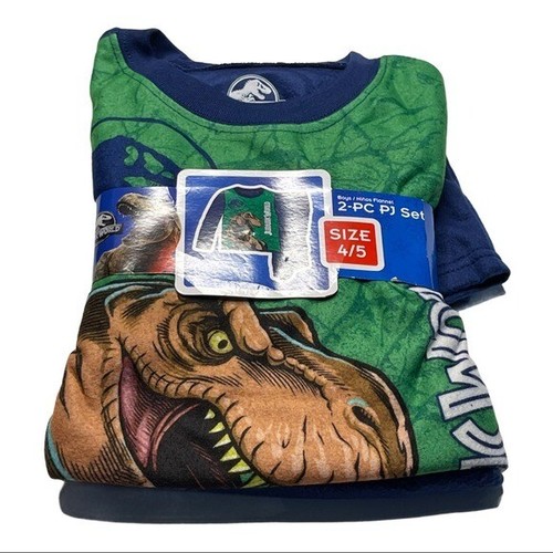 Jurassic World Boys 2 Piece Flannel Pajama Set Size 4/5 - Picture 6 of 9