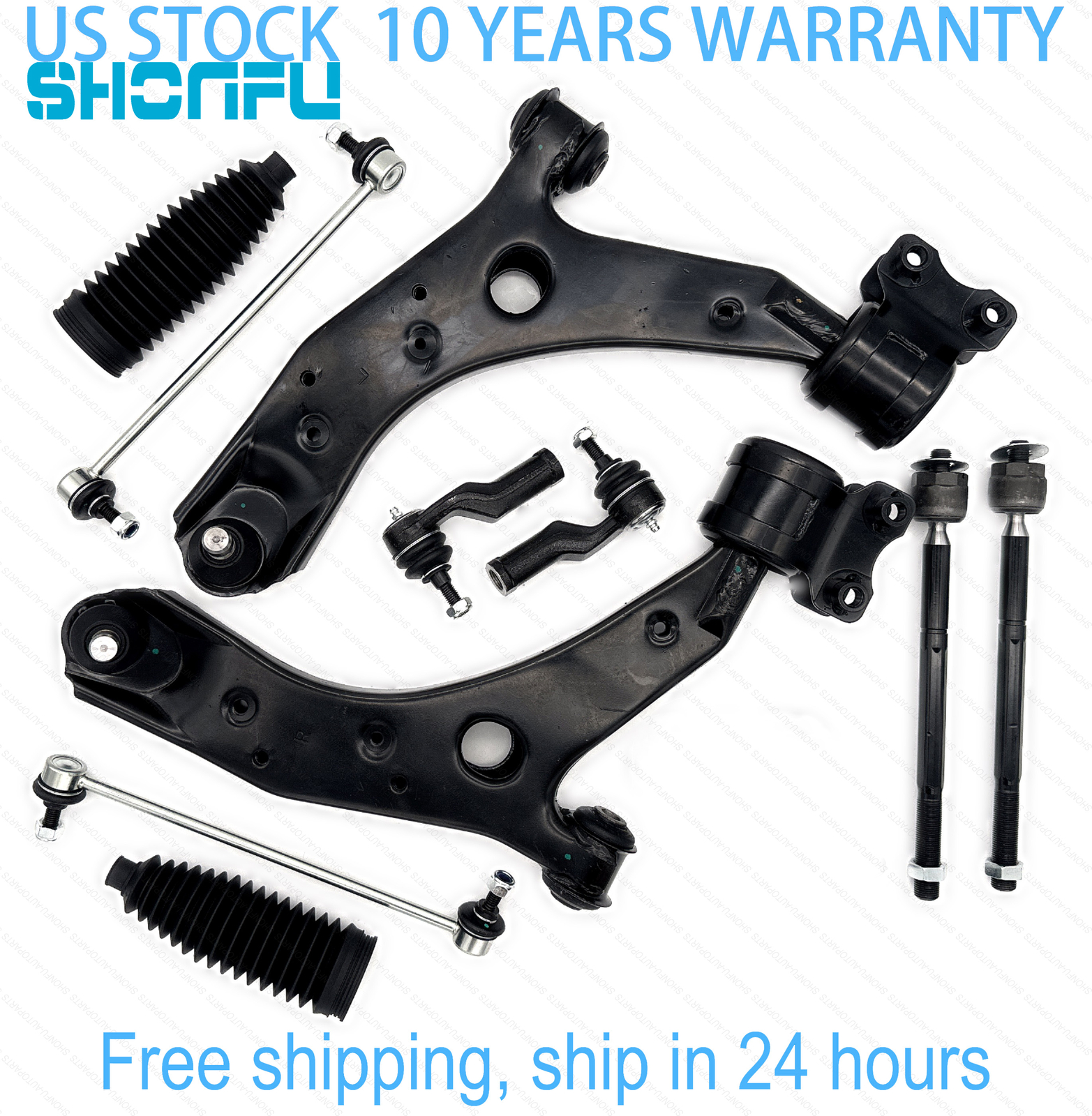 Front Lower Control Arms Ball Joint Tie Rods Boots Sway Bars for Mazda 3 Sport 5