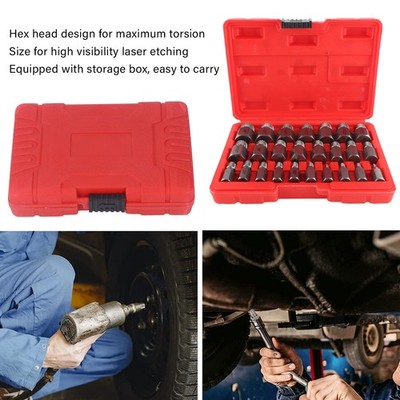 25PCS Damaged Screw Extractor Kit Hex Head Bolt Remover Chrom Molybdän Stah