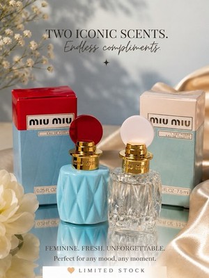 Miu Miu Mini Perfume Set L Eau Bleue + EDP/EDT 2pc 7.5ml (0.25oz) Boxes