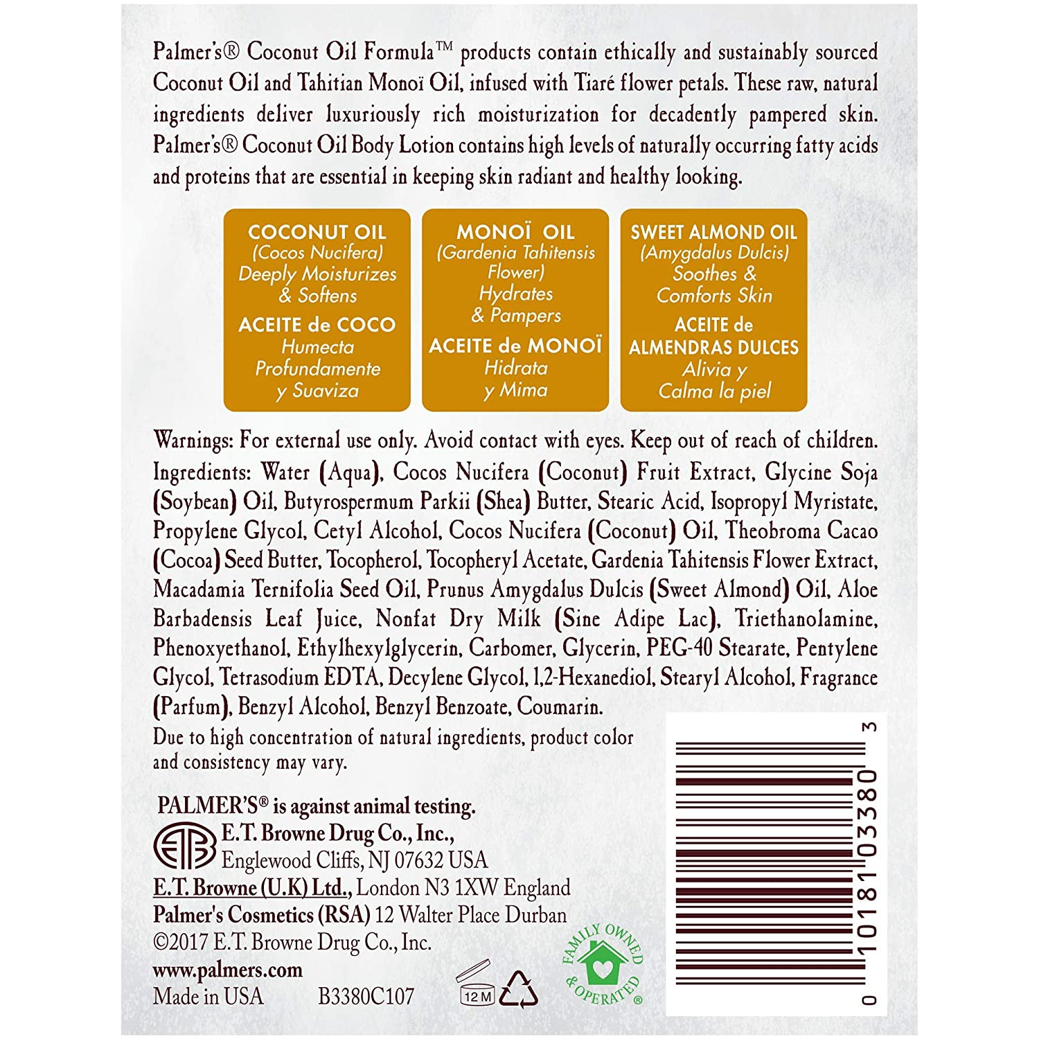 Coconut Oil Formula Body Lotion for Dry Skin, Hand & Body Moisturizer with Green
