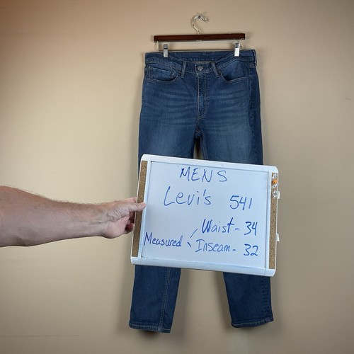 Levi's 541 Jeans Uomo 34 X 32 Blu Denim Elasticizzato Dritto Cotone Spandex - Foto 2 di 12