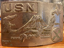 VINTAGE USN United States Navy SILVER belt buckle MILITARY nice condition