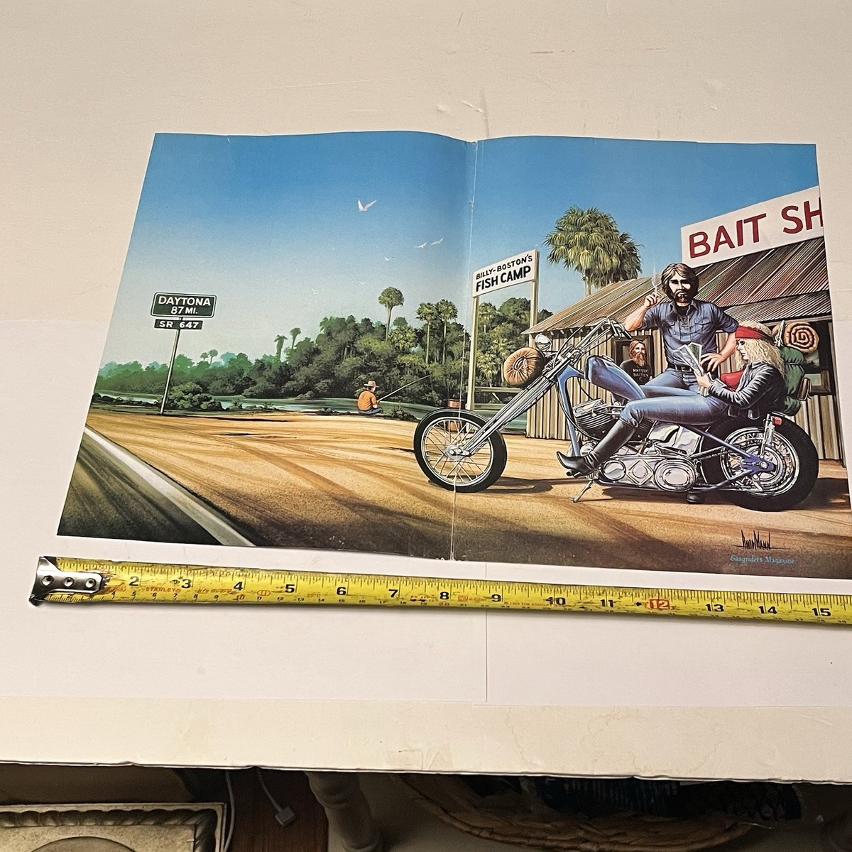 Vintage David Mann Outlaw Biker Art - Center Fold Art From Easy