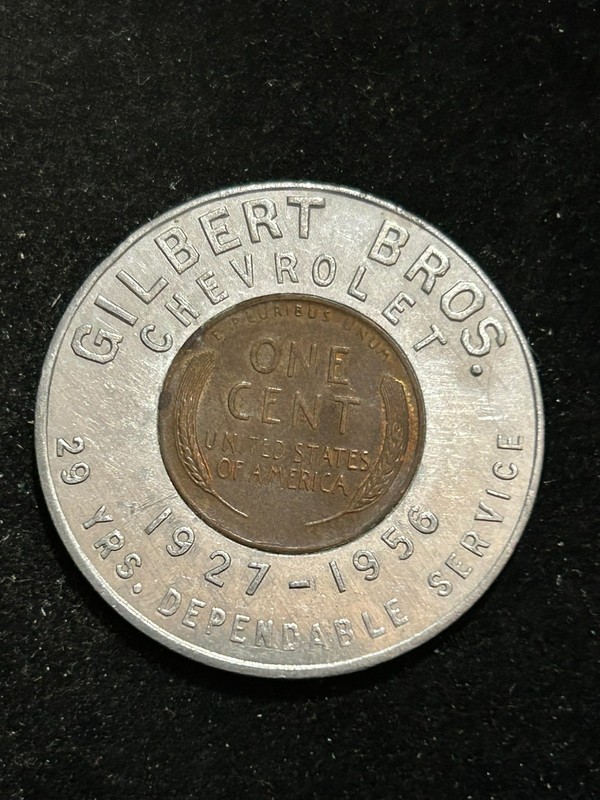 1955D Montoursville Pennsylvania Encased Cent Token Gilbert Bros. PA202