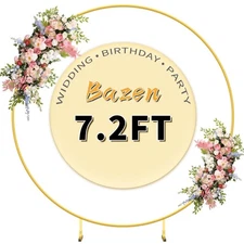 7.2FT Round Backdrop Stand Gold - Circle Balloon Arch Kit Frame Wedding Ballo...