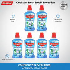 Colgate Plax Antibacterial Mouthwash Cool Mint Bad Breath Freshener 6PCS BULK