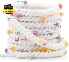 Thick Rope Shoe Laces: 2 Pairs Chunky Twisted Shoelaces for Sneakers