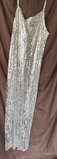 Boo-Hoo, Beautiful Wide Legged Pants Suit, Silver Sequin Size 22 New With Tags