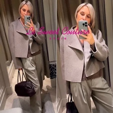 MASSIMO DUTTI WOMAN FW25 SAND Short coat with brushed finish 6424/974