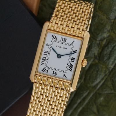 Cartier Tank 18K Yellow Gold 88105 Beads of Rice Bracelet Quartz