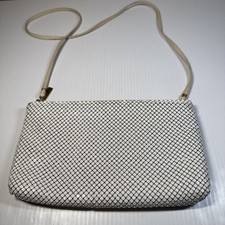 VINTAGE Whiting and Davis MESH PURSE White ART DECO Evening Bag CROSSBODY MCM