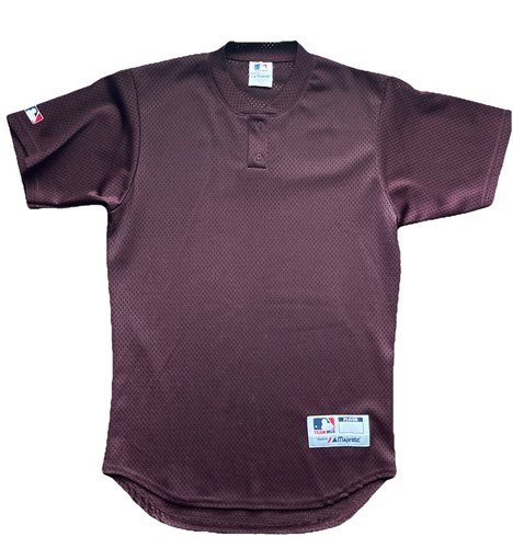 Vtg Majestic Mens Baseball Jersey Mesh Button Up Blank Maroon Team MLB USA Small - Picture 1 of 4